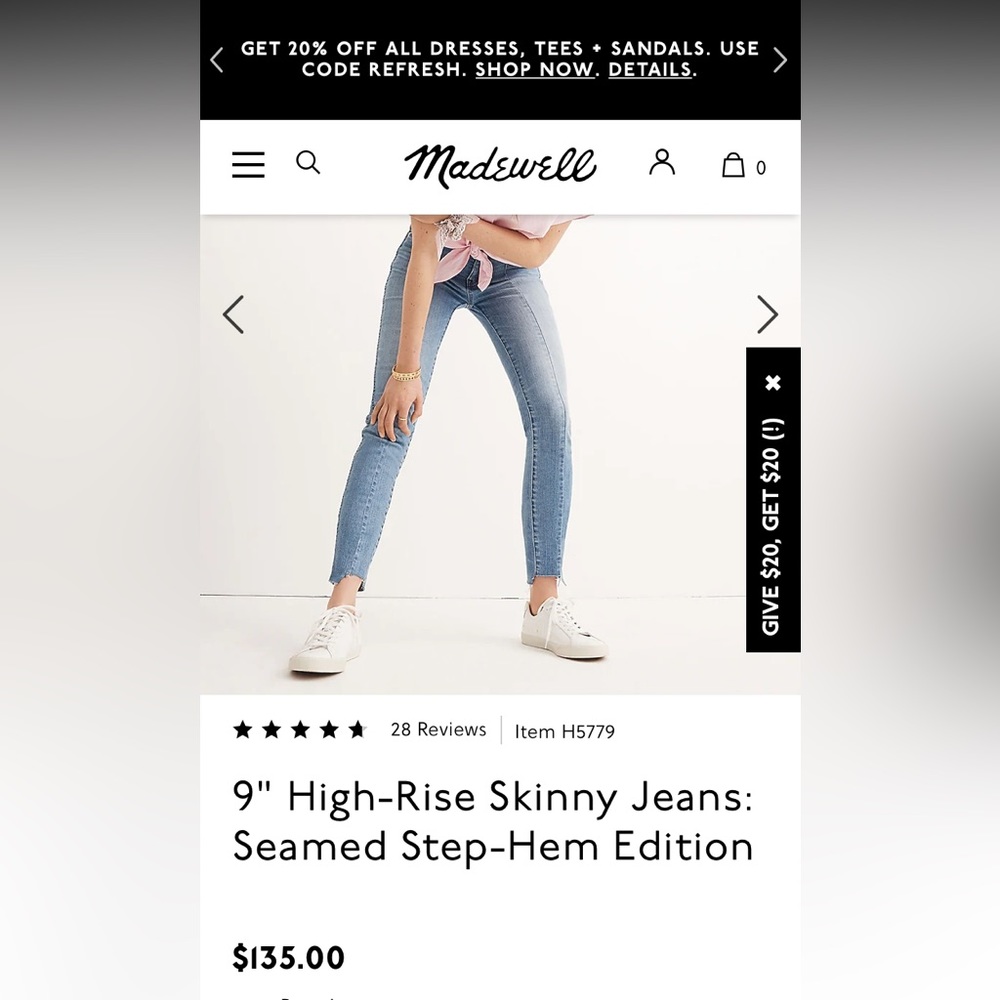 Madewell Size 23 high waist skinny jean